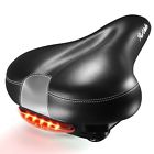 01614 Wide Padded Bicycle Saddle Bike Leather Seat Men 689343101614