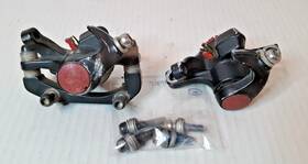 Avid 005018097006 Bb5 Shimano Ball Bearing Mechanical Disc Brake Calipers Set Black Red Bolts