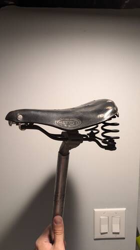 B396d00a07202 Brooks England Flyer S Saddle Steel Rails Black Leather Womens Coil Spring Bike Seat