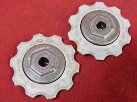 0102050 Campagnolo 1 Pair C-record Rear Derailleur White Adjustable Bearing Pulleys