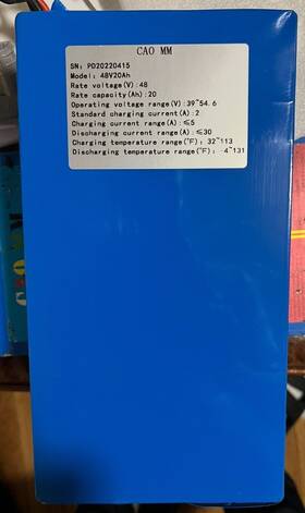 48v20ah Cao Mm Ebike Battery