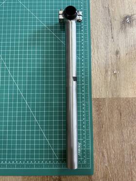 Carv-tipost316 Carver Bikes Titanium 3-bolt Brushed Seatpost 31.6 Straight 400mm