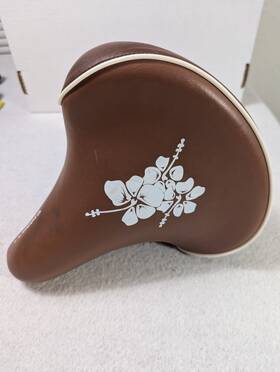 Cionlli 021555810722 Bike Saddle Brown With White Flowers Classic Comfort Seat
