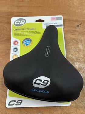 Cloud-9 072774493579 Ladies Bicycle Comfort Saddle - Black Vinyl Cover Steel Rails
