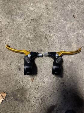 1821006t Dia-compe Tech 77 Locking Bmx Bicycle Brake Levers Lever Set Black Gold