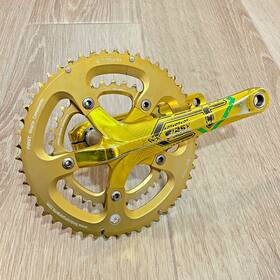 172.5 First Bicycle Components 524667693710 Double Road Bike Crankset Gold 50/34t