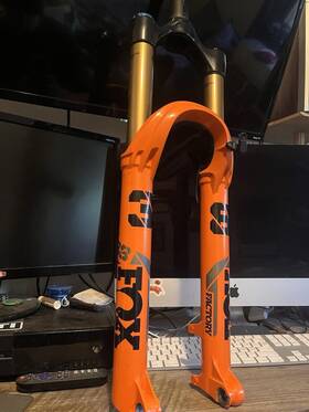 910-36-166 Fox 2024 38 Factory 29 Inch 170mm Fork Grip2 Kashima Evol Orange 44mm No Axle