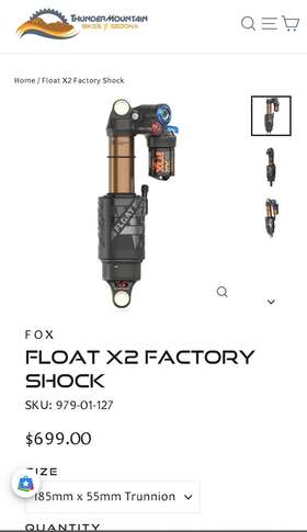 979-01-127 Fox Shox 2022 Float X2 Factory Shock Trunnion 185x55mm