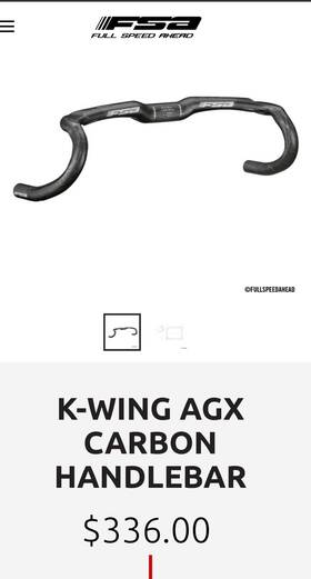 185-0021013030 Fsa K-wing Agx Handlebar 31.8mm 420mm 125mm Drop Carbon Road Bike Bar