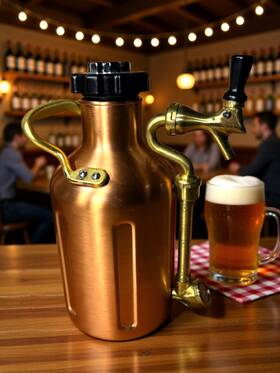 Growler Werks 636123971622 64 Oz Beer Dispenser And Carbonator Home Brew Copper Keg