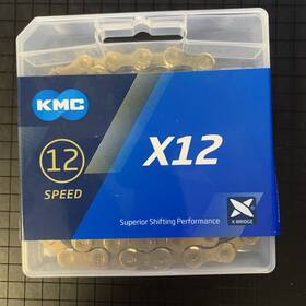 X12x126ltigold Kmc Used 12 Speed X12 Ti-n Gold Bicycle Road Bike Chain 114l Campy Shimano Sram