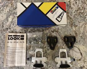 Pp65 Look Clipless Road Bike Pedals White Vintage In Box Used