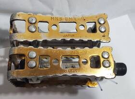 Bmx-7 Mks Vintage Bmx Racing Pedals Set 9/16 Inch Gold Japan - For Parts