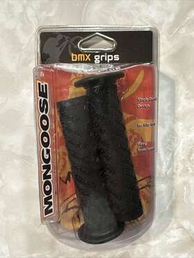 Mongoose 026599711295 Bmx Handlebar Grips Single Density No Slip Black 5.5 Inches Vintage New