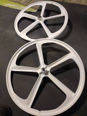 Whl1713p Navigator White 700c Magnesium Alloy Bike Rims Set 2pc 5 Spoke Rim