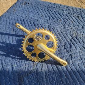 616152 Og One Piece Crank Set 114mm Gold Forged Bmx Mtb Cruiser Bike Lowrider Bicycle