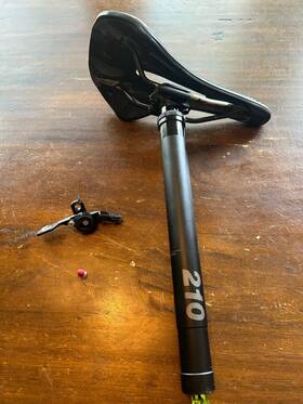 Bbj21j3 Oneup Components V3 210mm Dropper Post 31.6 With Specialized Romin Saddle Wolf Tooth Lever