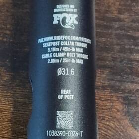1038390-0036-t Race Face Fox Dropper Post 100mm Seatpost 31.6 Mm Raceface Turbine Sl