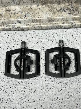 Pd15 Rockbros Bike Cleats Pedals With Spd Sealed Clipless Flat Platform 9/16 Inch