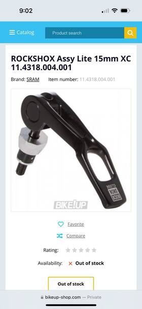 11.4318.004.000 Rockshox Maxle Ultimate Lever Assembly 15mm Lite