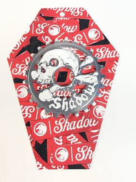 114-07119 Shadow Cranium Sprocket 25t Bmx Chainring Silver Aluminum Skull Design Used Good