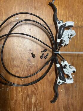 Br-m455 Shimano Hydraulic Brake Set Calipers Levers Tubing And Pads White