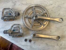 Pd-de10 Shimano Fc-de30/31 Vtg 80s Deore Crankset With Dyna-drive Pedals. Nj