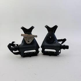 Pd-a450 Shimano Vintage Exage Platform Pedals 9/16 In Black Toe Clips Straps A32