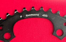Y1pb45010 Shimano 45t 130mm Single Speed Chainring With Guard Holes Black Alloy Lightly Used