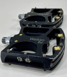 A52.3b Wellgo B-57 Platform Pedals Aluminum 9/16 Inch Black B57 Sealed Bearing Crmo Bmx Mtb