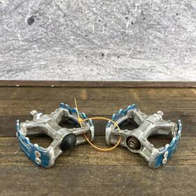 Lu-893 Wellgo Bmx Platform Pedals 1/2 Inch Threads Blue Beartrap 90s 00s Opc