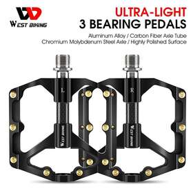 Yp0802097 West Biking Carbon Fiber Axle Tube 3 Sealed Bearings Mtb Bike Pedals 9/16 Inch Black