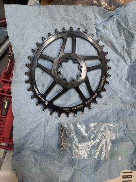 Sdm8-v-b-00f-34 Wolf Tooth Elliptical Chainring - 34t 8 Bolt Sram Direct Mount Drop-stop B 3mm