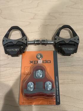 Xrf11ct Xpedo Used Thrust Sl Titanium Spindle Pedals Carbon Black Gold Clipless Road