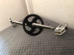 Sprocket Black Old Vintage Crankset Metal Pedals Chain Mongoose Bmx 90S Bicycle. Fixed Price $80.00.