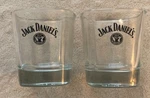 Set Of 2 Jack Daniels Old No 7 Whisky Lowball Square Fashion Rocks Glasses. Fixed Price $19.95.