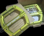 Spank Spoon Pedals -- Platform Green Aluminum 110MM Wide Custom. Fixed Price $49.00.