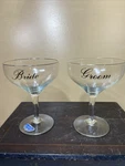 Vintage Bride & Groom Glasses Hollow Stem Wedding Set W/ Original Box. Fixed Price $12.50.