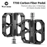 West Biking Carbon Fiber Body Bike Pedals 3 Bearing Titanium Axis Bicycle. Fixed Price $53.99.
