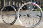 Wheelset Campagnolo Shamal 12+16 Spokes Titanium 9 Speed 700C 28" Clincher. Fixed Price $1299.99.