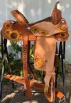 Western Saddle Argentinian Leather Sun Flower Tooled Barrel Horse. Fixed Price $499.99.