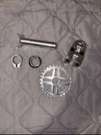 Kink Bmx Crankset Bundle Includes Sprocket, Stem, And Hardware Chrom. Fixed Price $190.00.