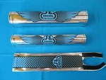 Racing Bikes Bmx 3 Piece Wing Pad Set Chrome / Black Blue - New. Fixed Price $30.00.
