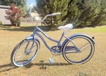 Huffy Cranbrook 24" Women's Cruiser Bike Blue & White Coaster Brake, Bell, Stand. Fixed Price $120.00.