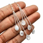 Rainbow Moonstone Solid 925 Sterling Silver Earrings Jewelry 2.8" SE-4397. Fixed Price $31.19.