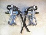 Wellgo LU-961 Road Pedals Silver With Clips And Straps. Fixed Price $18.00.