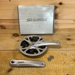 Sr Suntour Chainwheel Set: 175MM 48T-38T-28T Silver & Black Nos. Fixed Price $30.00.