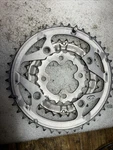 Shimano Mega 9, 44/32/22 Triple Chain Ring Set 104/64BCD. Fixed Price $16.00.