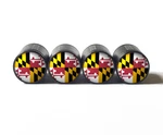 Maryland State Flag Tire Valve Caps - Black Aluminum Set Of Four Universal. Fixed Price $15.99.