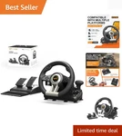 Beginner-friendly Racing Wheel With Responsive Pedals Multi-platform Fun. Fixed Price $135.99.